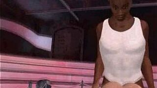 Sucking and fucking with a sexy interracila 3D threesome porn video